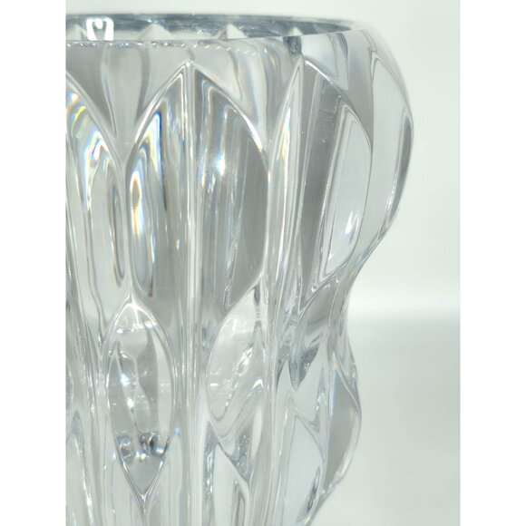 Mikasa Impulse 10" Crystal Vase XY535/626 Slovenia Heavy Clear Ribbed Vintage - Picture 4 of 14